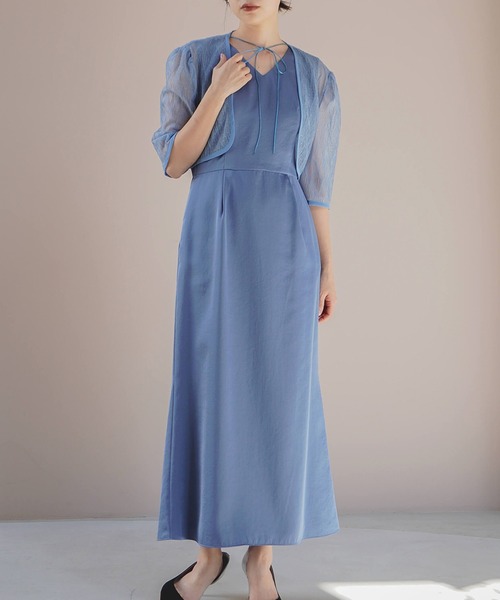 kaene（カエン）の「ボレロレイヤードドレス（ドレス・レディース・ブラック/サックスブルー・36/38/34）」の21枚目の写真