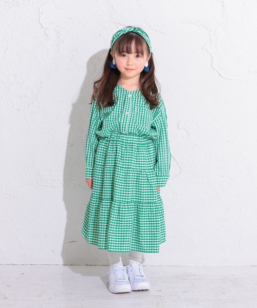 Ocean&Ground(オーシャン&グラウンド)の「ギンガムチェックシャツカーディガン(90~140cm)(カーディガン/ボレロ・キッズ・ブラック/グリーン・100/110/140/130/120/90)」の3枚目の写真