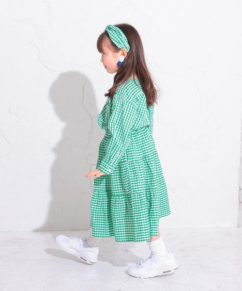 Ocean&Ground(オーシャン&グラウンド)の「ギンガムチェックシャツカーディガン(90~140cm)(カーディガン/ボレロ・キッズ・ブラック/グリーン・100/110/140/130/120/90)」の4枚目の写真