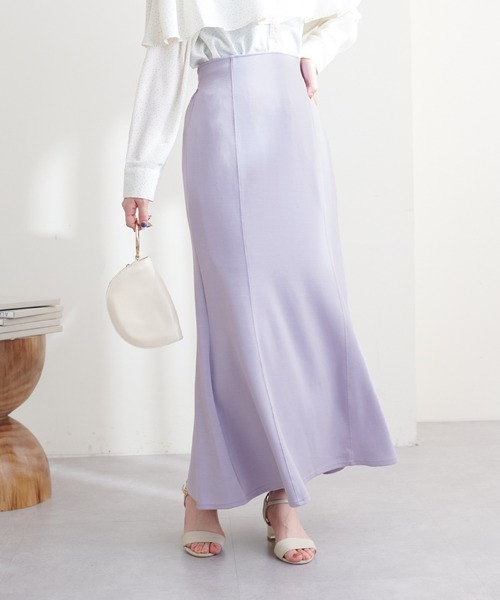 natural couture（ナチュラルクチュール）の「WEB限定サイズ有り/ストレッチカラーマーメイドスカート（スカート・レディース・アイボリー/ラベンダー/カーキ/ブラック・MEDIUM/LARGE）」の4枚目の写真