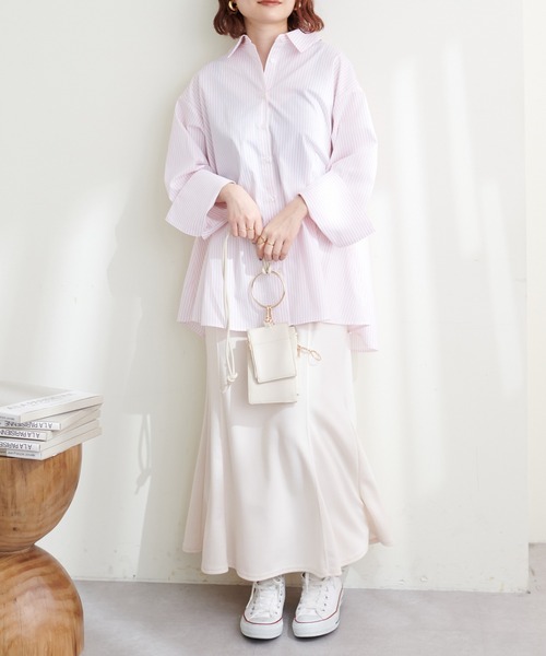 natural couture（ナチュラルクチュール）の「WEB限定サイズ有り/ストレッチカラーマーメイドスカート（スカート・レディース・アイボリー/ラベンダー/カーキ/ブラック・MEDIUM/LARGE）」の9枚目の写真