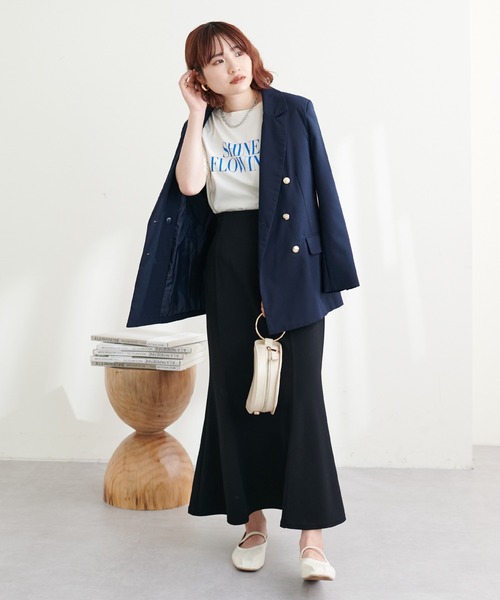 natural couture（ナチュラルクチュール）の「WEB限定サイズ有り/ストレッチカラーマーメイドスカート（スカート・レディース・アイボリー/ラベンダー/カーキ/ブラック・MEDIUM/LARGE）」の17枚目の写真