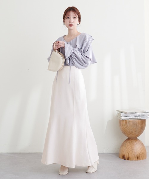 natural couture（ナチュラルクチュール）の「WEB限定サイズ有り/ストレッチカラーマーメイドスカート（スカート・レディース・アイボリー/ラベンダー/カーキ/ブラック・MEDIUM/LARGE）」の13枚目の写真