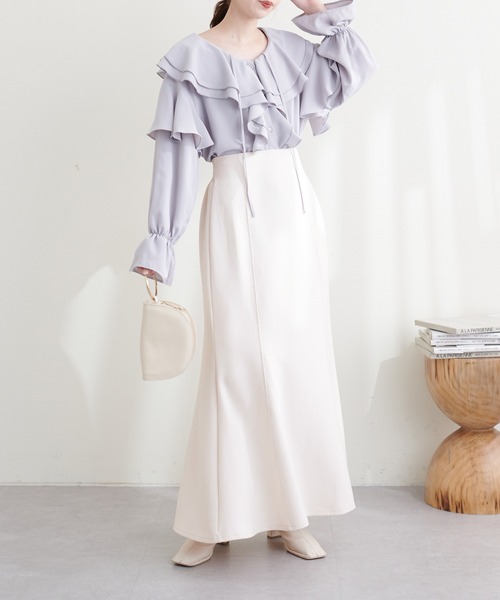 natural couture（ナチュラルクチュール）の「WEB限定サイズ有り/ストレッチカラーマーメイドスカート（スカート・レディース・アイボリー/ラベンダー/カーキ/ブラック・MEDIUM/LARGE）」の11枚目の写真