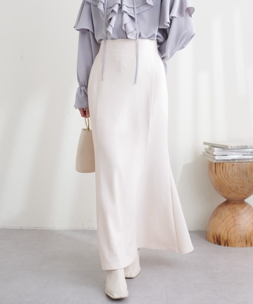 natural couture（ナチュラルクチュール）の「WEB限定サイズ有り/ストレッチカラーマーメイドスカート（スカート・レディース・アイボリー/ラベンダー/カーキ/ブラック・MEDIUM/LARGE）」の10枚目の写真