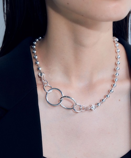 HARE（ハレ）の「Wリングボールチェーンネックレス（ネックレス・レディース・シルバー/ゴールド・FREE）」の2枚目の写真