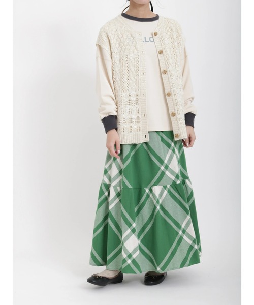 Samansa Mos2(サマンサ モスモス)の「柄アソート裾ティアードスカート(スカート・レディース・モカ/グリーン/キナリ/ピンク/ブラック・フリ-)」の14枚目の写真