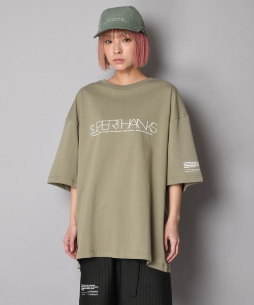 SUPERTHANKS（スーパーサンクス）の「ロゴプリント ワンプリント シンプルTシャツ(ユニセックス)LOGO FRONT PRINT T-SHIRT（Tシャツ/カットソー・メンズ・サーモンピンク/ブラック/オリーブ/ホワイト・L/S/M）」の11枚目の写真