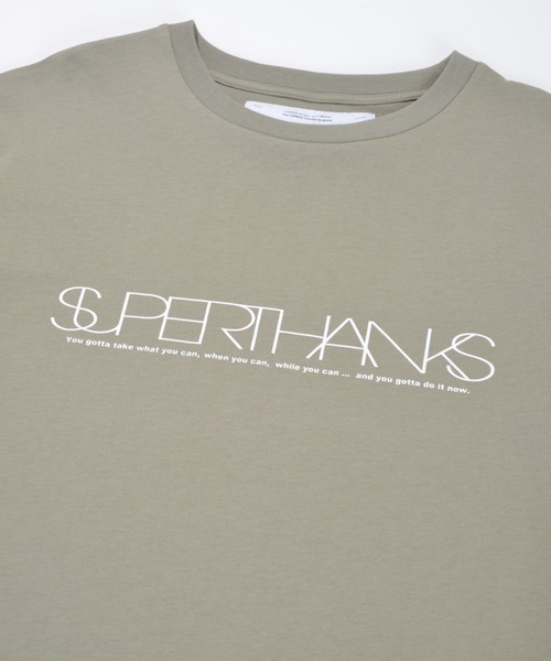SUPERTHANKS（スーパーサンクス）の「ロゴプリント ワンプリント シンプルTシャツ(ユニセックス)LOGO FRONT PRINT T-SHIRT（Tシャツ/カットソー・メンズ・サーモンピンク/ブラック/オリーブ/ホワイト・L/S/M）」の15枚目の写真