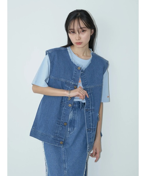 Lee（リー）の「Lee×e.m.a.e DENIM VEST（ベスト・レディース・インディゴブルー・FREE）」の15枚目の写真