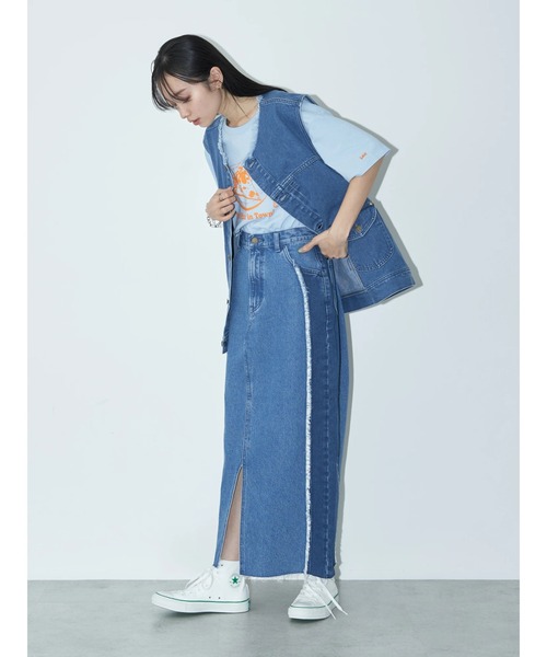 Lee（リー）の「Lee×e.m.a.e DENIM VEST（ベスト・レディース・インディゴブルー・FREE）」の9枚目の写真
