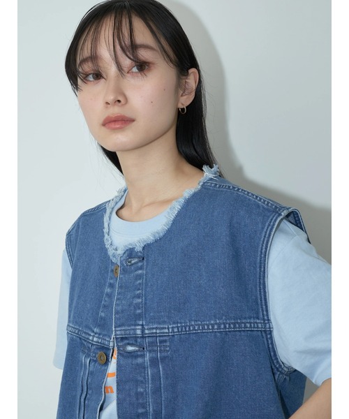Lee（リー）の「Lee×e.m.a.e DENIM VEST（ベスト・レディース・インディゴブルー・FREE）」の3枚目の写真