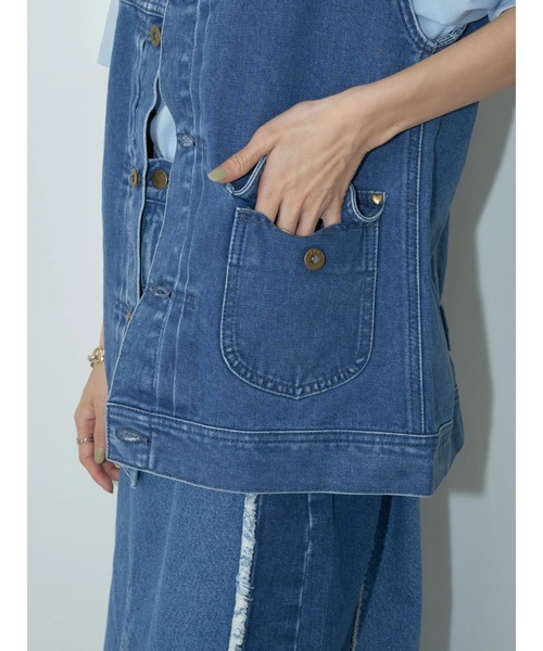 Lee（リー）の「Lee×e.m.a.e DENIM VEST（ベスト・レディース・インディゴブルー・FREE）」の10枚目の写真