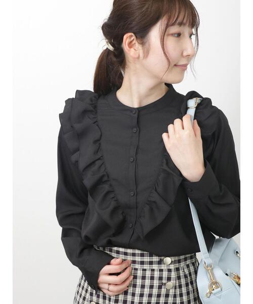 Te chichi TERRASSE（テチチテラス）の「フリルバンドカラーブラウス（シャツ/ブラウス・レディース・ブラック/オフホワイト/ブルー・ﾌﾘ-）」の8枚目の写真