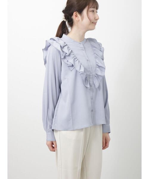 Te chichi TERRASSE（テチチテラス）の「フリルバンドカラーブラウス（シャツ/ブラウス・レディース・ブラック/オフホワイト/ブルー・ﾌﾘ-）」の10枚目の写真