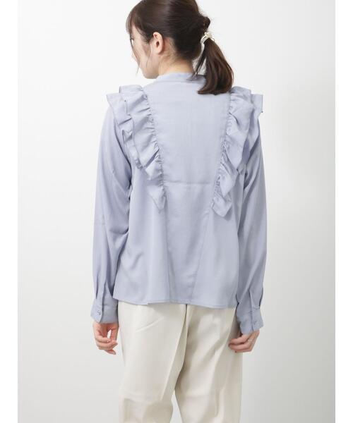 Te chichi TERRASSE（テチチテラス）の「フリルバンドカラーブラウス（シャツ/ブラウス・レディース・ブラック/オフホワイト/ブルー・ﾌﾘ-）」の11枚目の写真