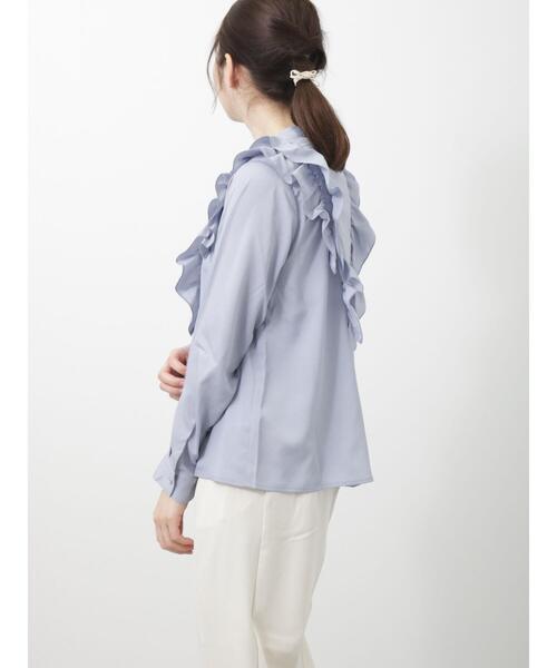Te chichi TERRASSE（テチチテラス）の「フリルバンドカラーブラウス（シャツ/ブラウス・レディース・ブラック/オフホワイト/ブルー・ﾌﾘ-）」の12枚目の写真
