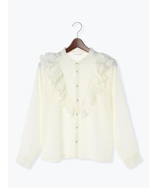 Te chichi TERRASSE（テチチテラス）の「フリルバンドカラーブラウス（シャツ/ブラウス・レディース・ブラック/オフホワイト/ブルー・ﾌﾘ-）」の17枚目の写真