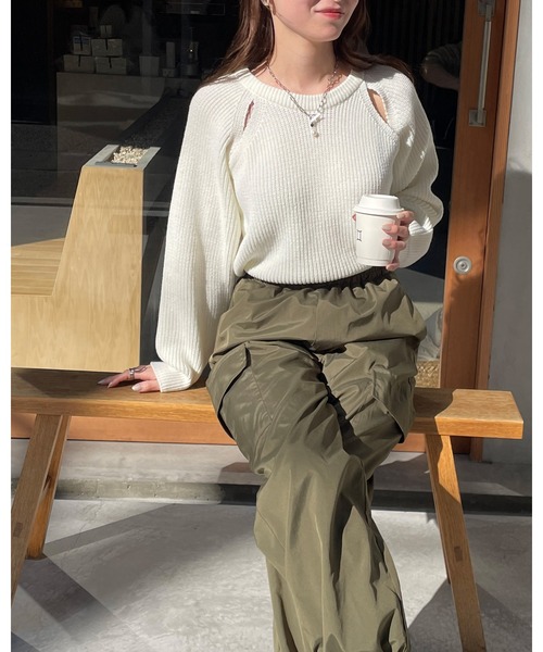 カットアウト畦編みニット（ニット/セーター）｜LE MORE（リモア）