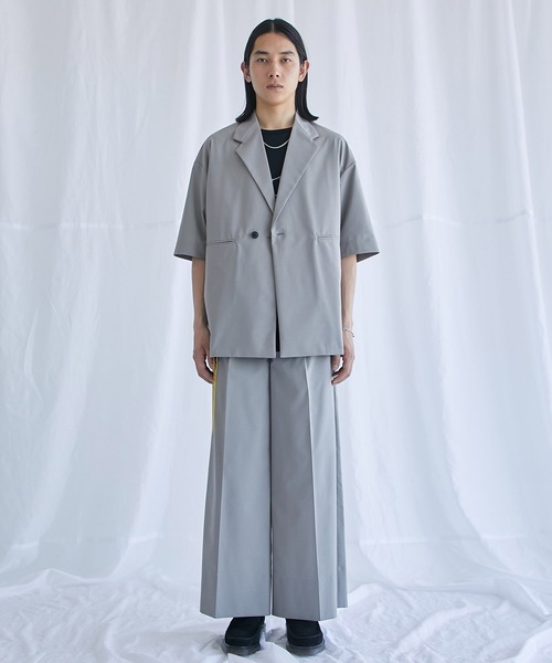 PUBLIC TOKYO(パブリックトウキョウ)の「含浸ハーフスリーブシャツジャケット(シャツ/ブラウス・メンズ・ブラック/ベージュ/ライトパープル・1/2)」の7枚目の写真