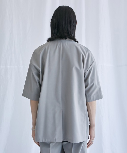 PUBLIC TOKYO(パブリックトウキョウ)の「含浸ハーフスリーブシャツジャケット(シャツ/ブラウス・メンズ・ブラック/ベージュ/ライトパープル・1/2)」の6枚目の写真