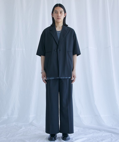 PUBLIC TOKYO(パブリックトウキョウ)の「含浸ハーフスリーブシャツジャケット(シャツ/ブラウス・メンズ・ブラック/ベージュ/ライトパープル・1/2)」の19枚目の写真