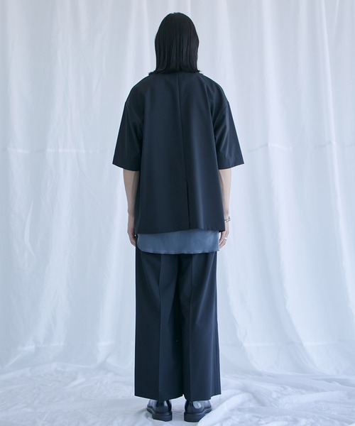 PUBLIC TOKYO(パブリックトウキョウ)の「含浸ハーフスリーブシャツジャケット(シャツ/ブラウス・メンズ・ブラック/ベージュ/ライトパープル・1/2)」の21枚目の写真