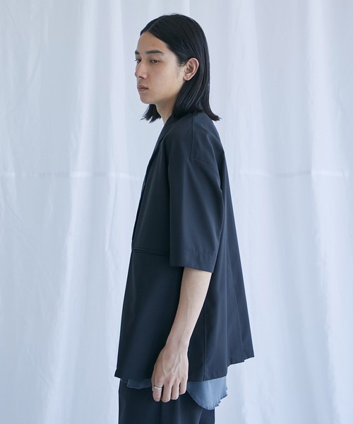 PUBLIC TOKYO(パブリックトウキョウ)の「含浸ハーフスリーブシャツジャケット(シャツ/ブラウス・メンズ・ブラック/ベージュ/ライトパープル・1/2)」の17枚目の写真