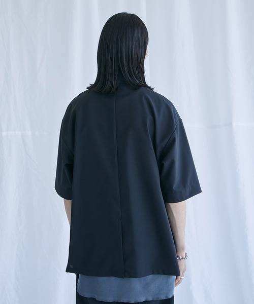 PUBLIC TOKYO(パブリックトウキョウ)の「含浸ハーフスリーブシャツジャケット(シャツ/ブラウス・メンズ・ブラック/ベージュ/ライトパープル・1/2)」の18枚目の写真