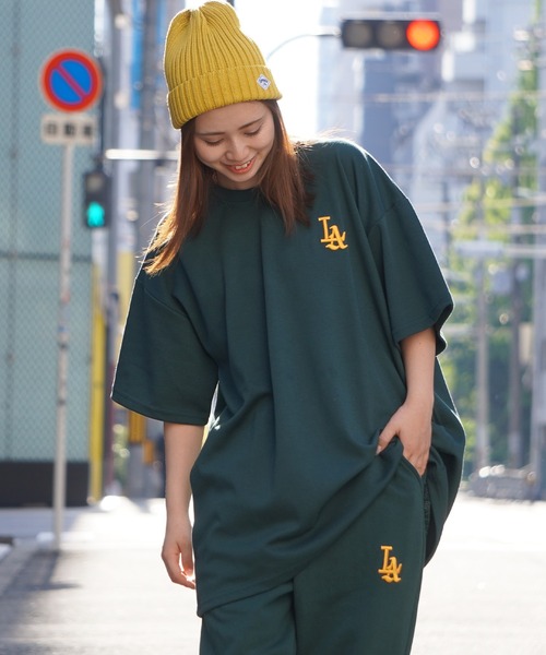 LA ロゴ刺繍 ルーズTシャツ / Tシャツ 半袖 オーバーサイズ トップス