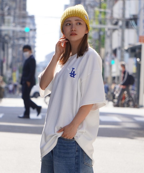 セール】LA ロゴ刺繍 ルーズTシャツ / Tシャツ 半袖 オーバー