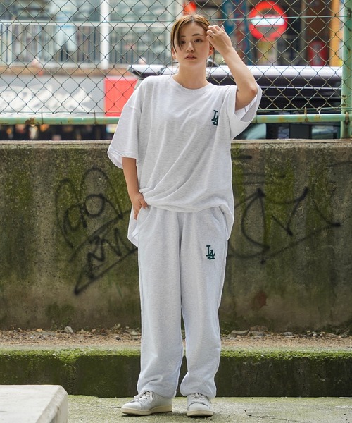 LA ロゴ刺繍 ルーズTシャツ / Tシャツ 半袖 オーバーサイズ トップス