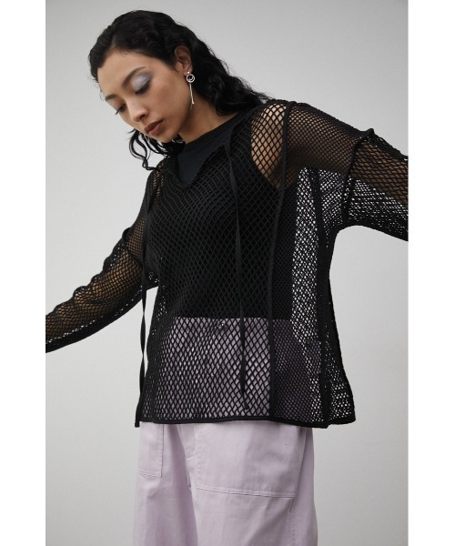 AZUL by moussy(アズールバイマウジー)の「PATTERN MESH PULLOVER/パターンメッシュプルオーバー(Tシャツ/カットソー・レディース・ブラック/アイボリー・FREE)」の13枚目の写真