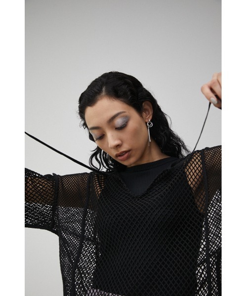 AZUL by moussy(アズールバイマウジー)の「PATTERN MESH PULLOVER/パターンメッシュプルオーバー(Tシャツ/カットソー・レディース・ブラック/アイボリー・FREE)」の14枚目の写真