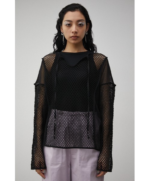 AZUL by moussy(アズールバイマウジー)の「PATTERN MESH PULLOVER/パターンメッシュプルオーバー(Tシャツ/カットソー・レディース・ブラック/アイボリー・FREE)」の16枚目の写真