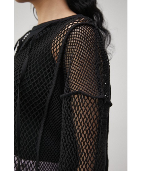 AZUL by moussy(アズールバイマウジー)の「PATTERN MESH PULLOVER/パターンメッシュプルオーバー(Tシャツ/カットソー・レディース・ブラック/アイボリー・FREE)」の20枚目の写真