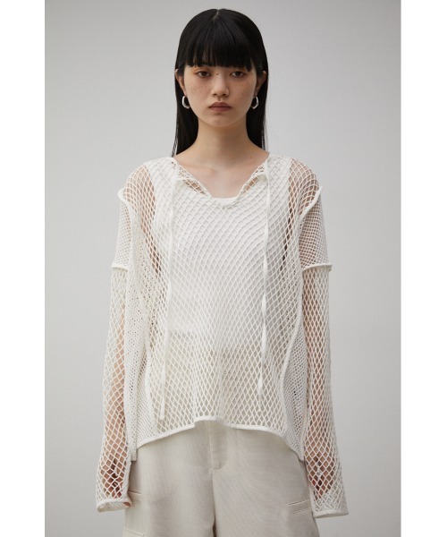 AZUL by moussy(アズールバイマウジー)の「PATTERN MESH PULLOVER/パターンメッシュプルオーバー(Tシャツ/カットソー・レディース・ブラック/アイボリー・FREE)」の7枚目の写真