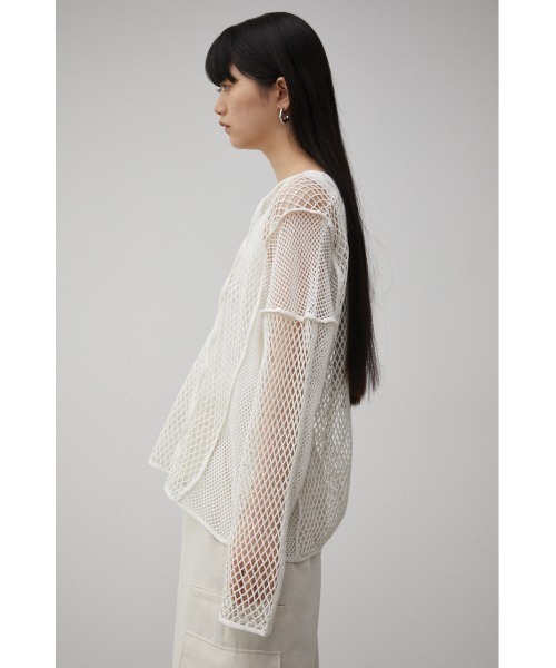 AZUL by moussy(アズールバイマウジー)の「PATTERN MESH PULLOVER/パターンメッシュプルオーバー(Tシャツ/カットソー・レディース・ブラック/アイボリー・FREE)」の8枚目の写真