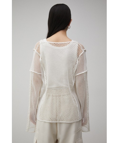 AZUL by moussy(アズールバイマウジー)の「PATTERN MESH PULLOVER/パターンメッシュプルオーバー(Tシャツ/カットソー・レディース・ブラック/アイボリー・FREE)」の9枚目の写真