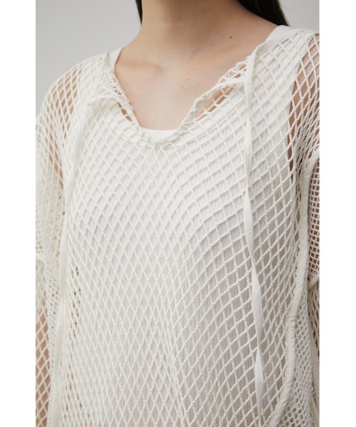 AZUL by moussy(アズールバイマウジー)の「PATTERN MESH PULLOVER/パターンメッシュプルオーバー(Tシャツ/カットソー・レディース・ブラック/アイボリー・FREE)」の10枚目の写真