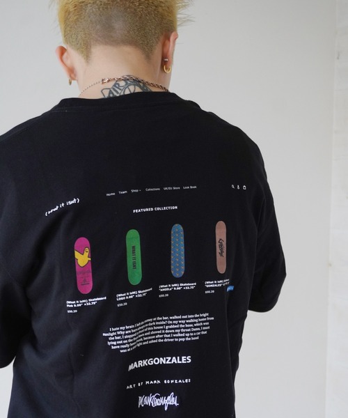 （What it isNt）ART BY MARKGONZALES（ワットイットイズント）の「【（What it isNt）ART BY MARKGONZALES / (ワットイットイズント) アートバイ マークゴンザレス 】 SKATE BORAD TEE (レギュラーFIT)（Tシャツ/カットソー・メンズ・ブラック/ホワイト/ターコイズブルー・XL/L/M）」の2枚目の写真
