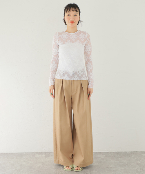 TELA（テラ）の「【TELA/テラ】レースロングTシャツ（Tシャツ/カットソー・レディース・ホワイト・SMALL）」の14枚目の写真