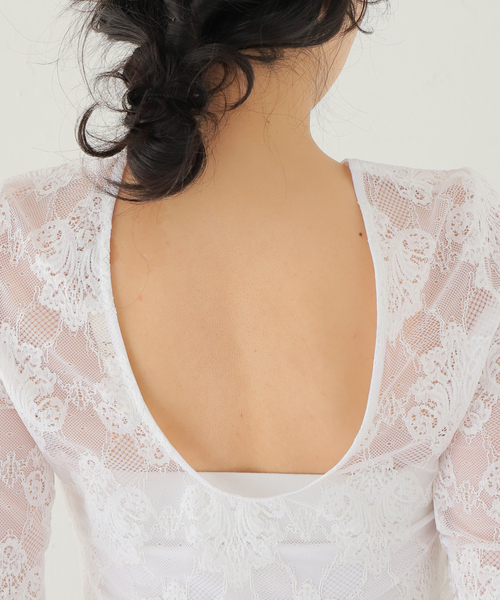 TELA（テラ）の「【TELA/テラ】レースロングTシャツ（Tシャツ/カットソー・レディース・ホワイト・SMALL）」の2枚目の写真