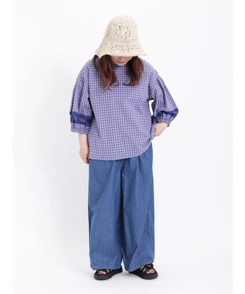 Samansa Mos2(サマンサ モスモス)の「インドデニムイージーパンツ(デニムパンツ・レディース・グレー/ブルー/サックスブルー・フリ-)」の13枚目の写真