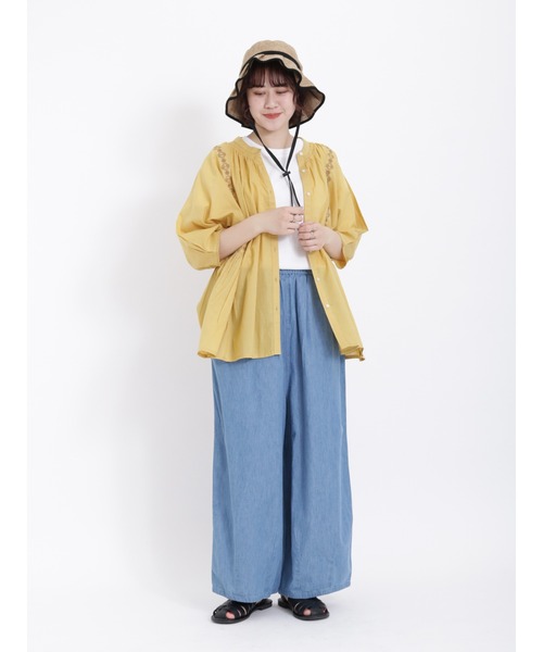 Samansa Mos2(サマンサ モスモス)の「インドデニムイージーパンツ(デニムパンツ・レディース・グレー/ブルー/サックスブルー・フリ-)」の18枚目の写真