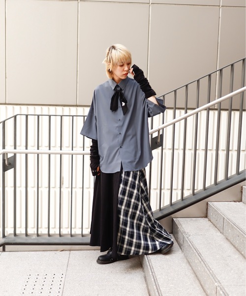 rovtski（ロフトスキー）の「DARK BEARSHIRT SS with TIE/ダークベア刺繍 ネクタイ付きシャツ半袖（シャツ/ブラウス・メンズ・ブラック/チャコールグレー/ホワイト・FREE）」の15枚目の写真