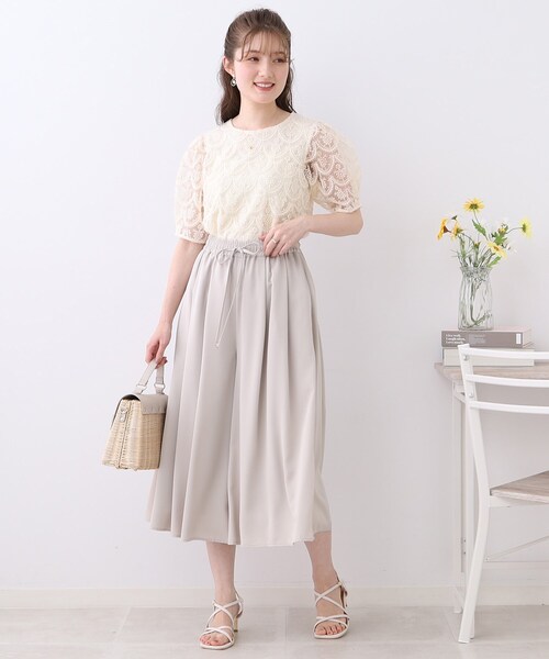 couture brooch（クチュールブローチ）の「◆【まるでスカートなパンツ。】エステルツイルガウチョパンツ（その他パンツ・レディース・ネイビー/ライトベージュ・38/40/42）」の13枚目の写真