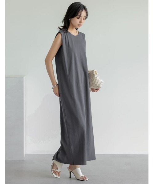 Re:EDIT（リエディ）の「[低身長/高身長サイズ有]コットンショルダータックワンピース（ワンピース・レディース・ネイビー/モカ/ブラック/チャコールグレー/ブラウン・LARGE/TALL/SHORT/MEDIUM）」の22枚目の写真