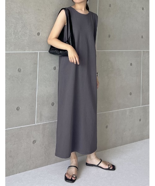 Re:EDIT（リエディ）の「[低身長/高身長サイズ有]コットンショルダータックワンピース（ワンピース・レディース・ネイビー/モカ/ブラック/チャコールグレー/ブラウン・LARGE/TALL/SHORT/MEDIUM）」の20枚目の写真