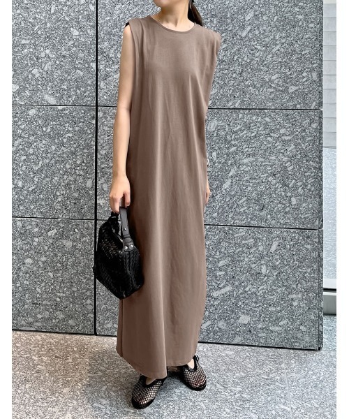 Re:EDIT（リエディ）の「[低身長/高身長サイズ有]コットンショルダータックワンピース（ワンピース・レディース・ネイビー/モカ/ブラック/チャコールグレー/ブラウン・LARGE/TALL/SHORT/MEDIUM）」の16枚目の写真